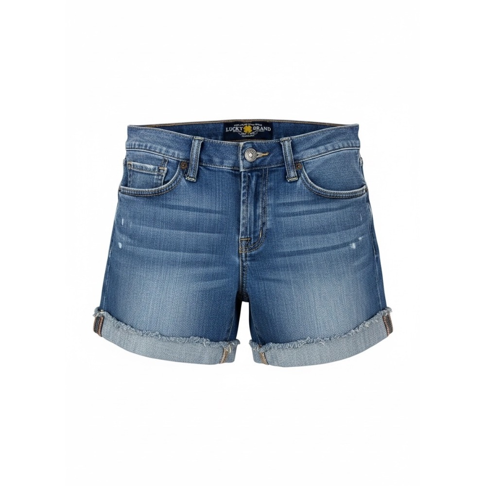 Lucky Brand Abbey Short Women's 2/26 Blue Denim Cuffed Low Rise 3.5" Inseam
